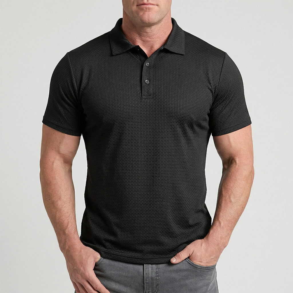 Capri Stretch Piqué Polo in Espresso Black