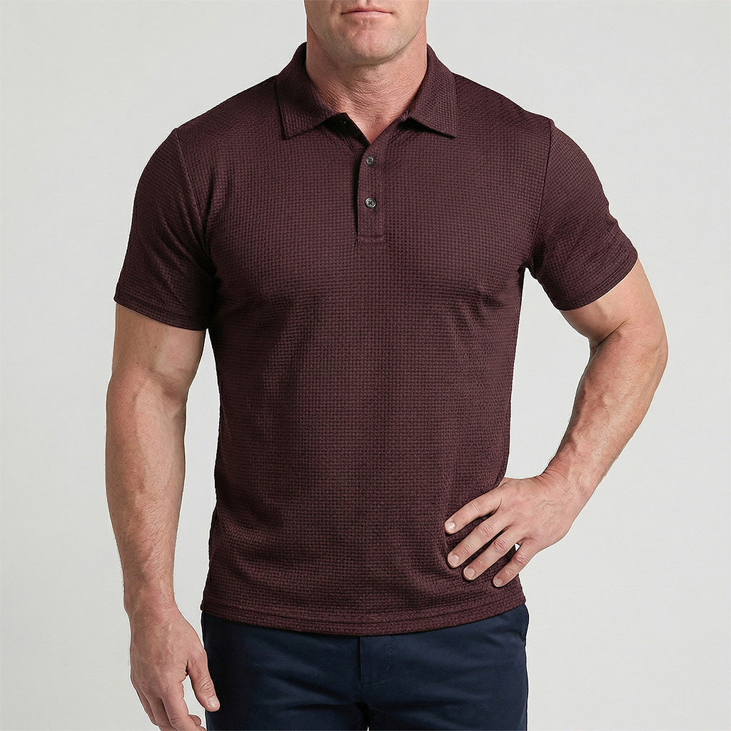 Capri Stretch Piqué Polo in Merlot Red