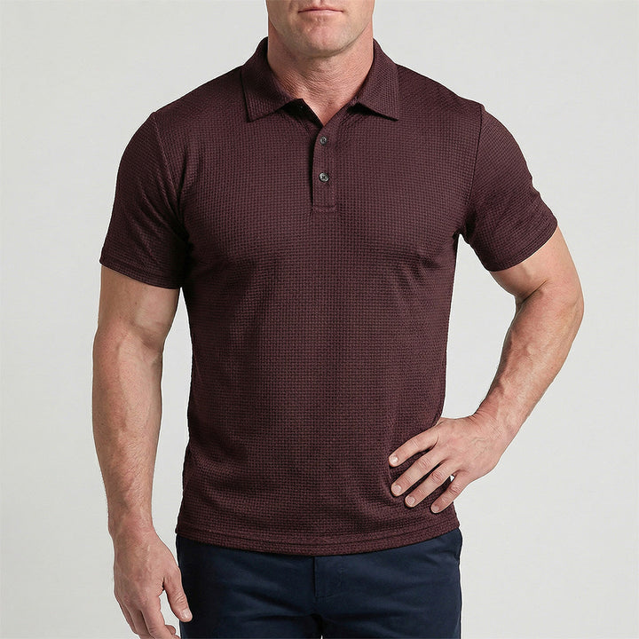 Capri Stretch Piqué Polo in Merlot Red