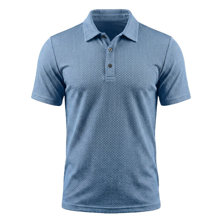Capri Stretch Piqué Polo in Coastal Blue — flat