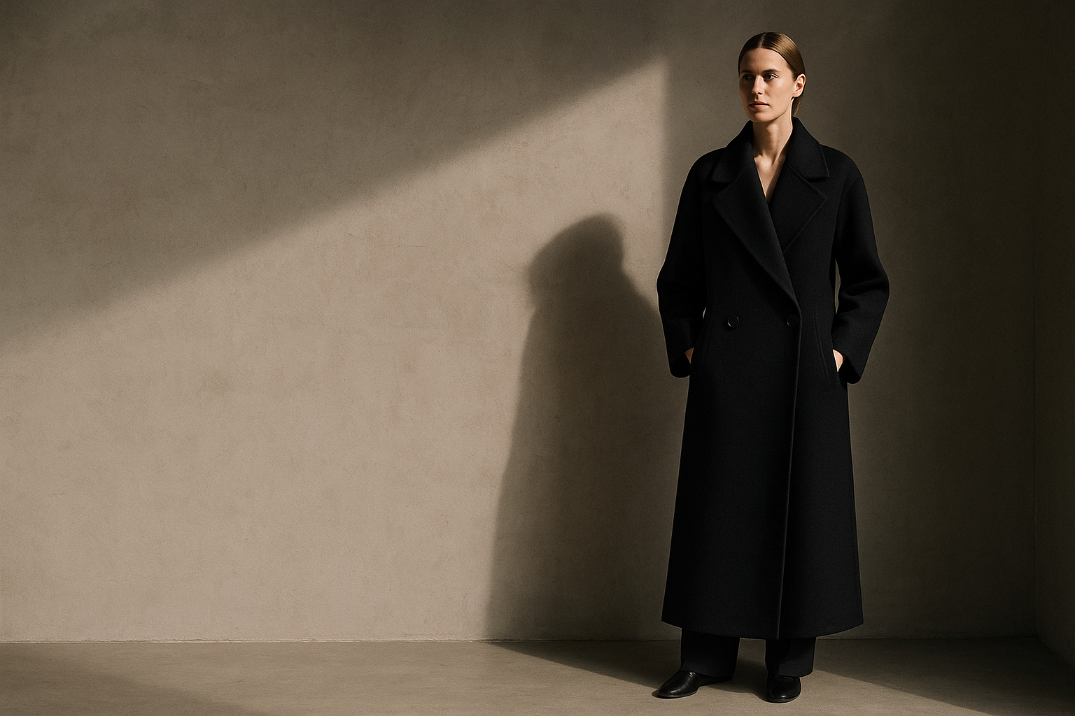Flaksell Autumn 2026 campaign — sculpted wool coat
