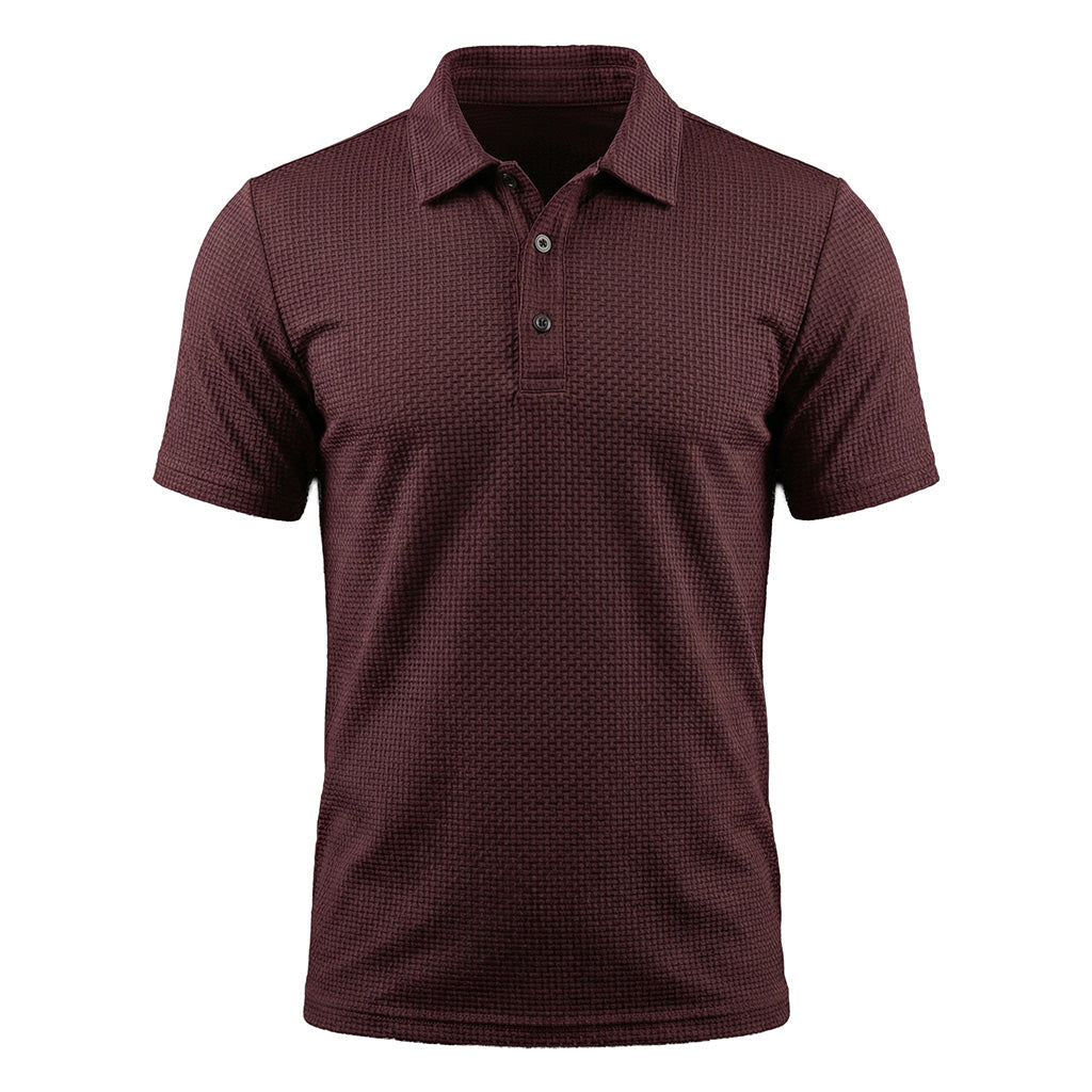 Capri Stretch Piqué Polo in Merlot Red — flat