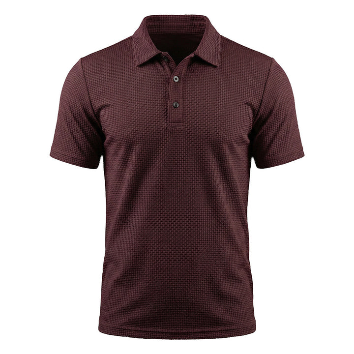 Capri Stretch Piqué Polo in Merlot Red — flat